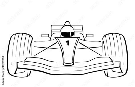 F1 racing car, black and white vector illustration Stock Vector | Adobe ...