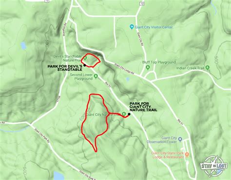 Hiking Map For Giant City And Devils Standtable