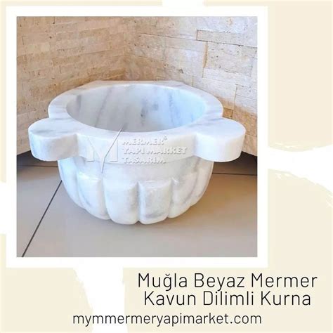 Mu La Beyaz Mermer Kavun Dilimli Kurna Bathroom Bathtub