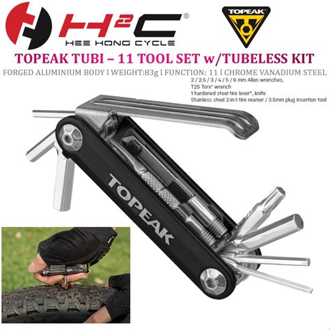 TOPEAK TUBI 11 TOOL SET W TUBELESS KIT 11 FUNCTIONS