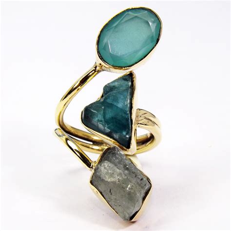 Green Onyx Green Hydro Glass B Rbr939 Elegant Chunky Style Fashion Gold Plated Rings With Brass