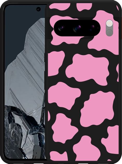 Cazy Hoesje Zwart Geschikt Voor Google Pixel Pro Roze Koeienvlekken Bol