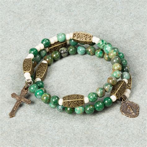 Jade Green Brass Rosary Wrap Bracelet The Catholic Company