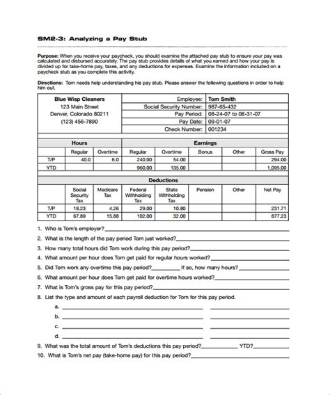 Reading A Pay Stub Worksheet Studying Worksheets