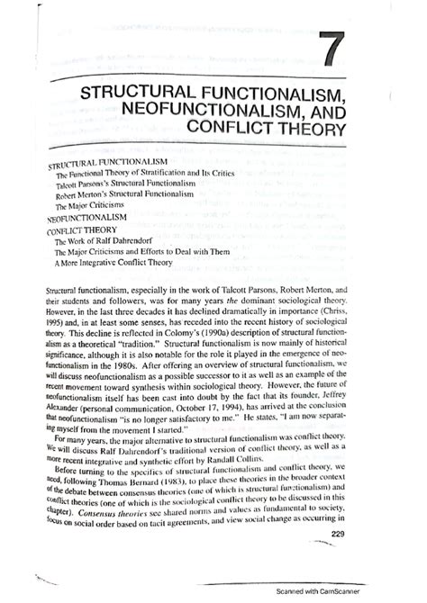 Structural Functionalism Neofunctinalism Conflict Theory