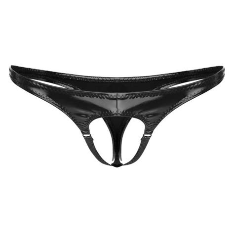 Iixpin Homme String Ouvert Cuir Verni Sexy Bikini Sous V Tement Wetlook