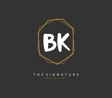 B K Bk Initial Letter Handwriting And Signature Logo A Concept