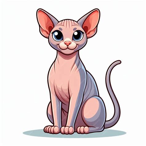 Cute Sphynx Cat Vector Cartoon Illustration White Background Premium