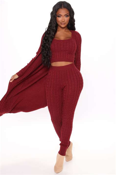 The Best You Had 3 Piece Sweater Legging Set Burgundy Fashion Nova Matching Sets Fashion Nova