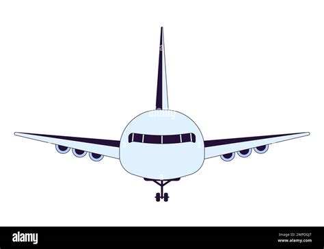 Airplane Front View 2d Linear Cartoon Object Stock Vector Image And Art