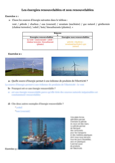 Solution Les Nergies Renouvelables Et Non Renouvelables Studypool