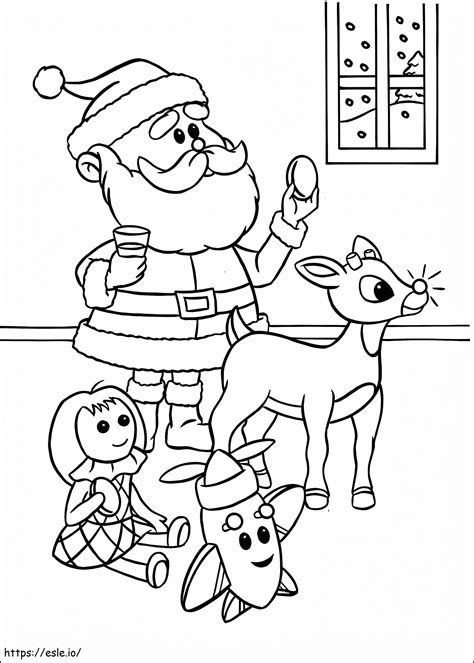 Rudolph With Santa coloring page