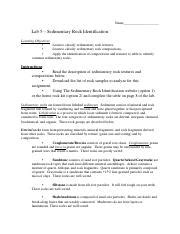 Lab Hw Sedimentary Rock Identification Lab Docx Name Lab