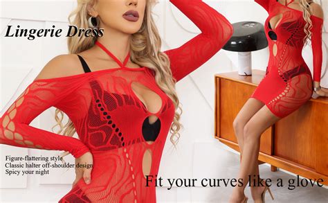 Amazon Buitifo Women Dresses Sexy Halter Bodycon Midi Dress Mesh Nightdress Lingerie Black