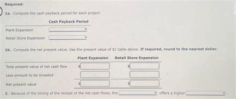 Solved Cash Payback Period Net Present Value Method And Chegg