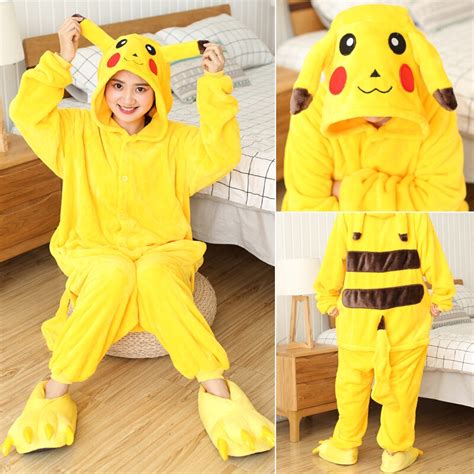 Women Cute Pikachu Pajamas Unisex Autumn Winter Men Cartoon Onesies