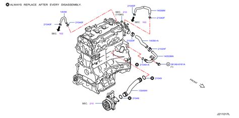 Nissan Rogue Pipe Water Tube Connector Engine Ts B Premier