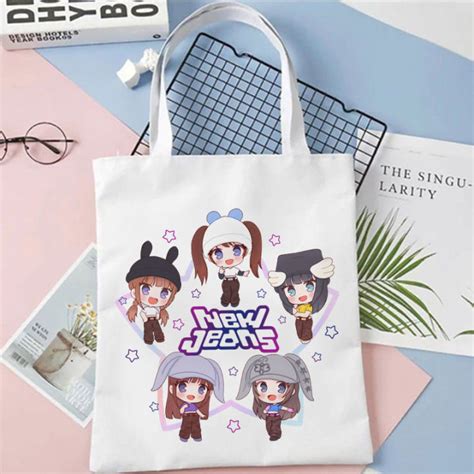 Tote Bag Tas Serut New Jeans Chibi Kpop Girls Band Korea Lucu Kanvas