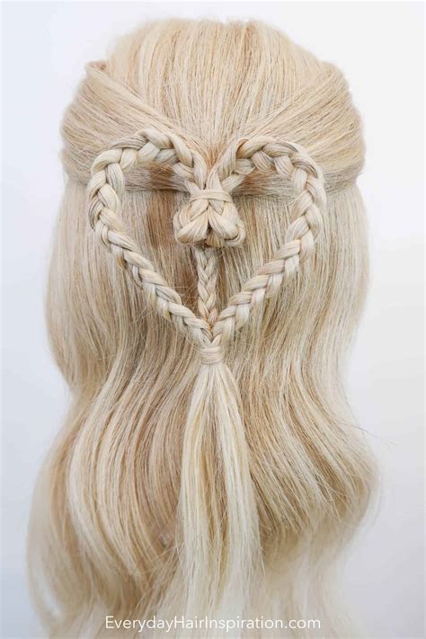 Braided Heart Half Up Half Down Valentine Hairstyle Everyday Hair Inspiration