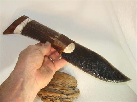 Monster Banded Obsidian Bowie Knife W Elk Antler Walnut End Cap Handle