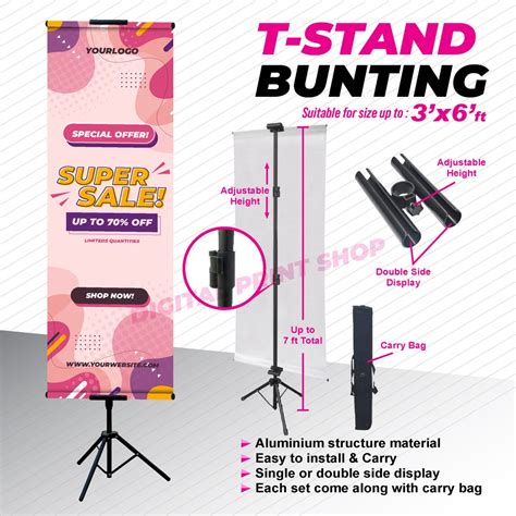 Ready Stock🔥premium Tripod Banner Stand Bunting Stand Double Sided