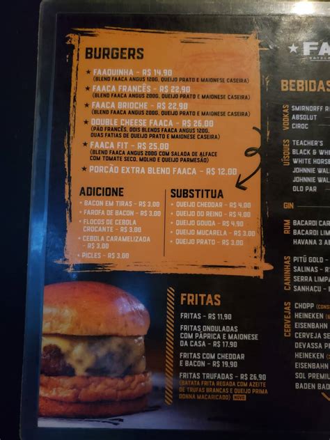 Menu At Faaca Boteco Parrilla Parnamirim Pub Bar Recife R