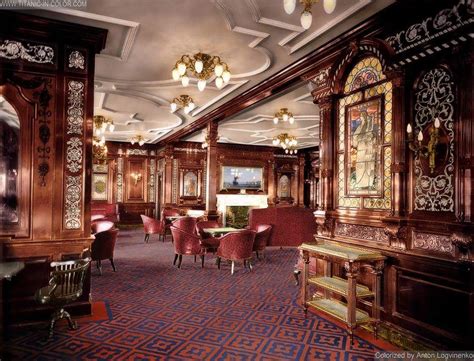 The First Class Smoking Room Rms Titanic Colorized By Anton Logvinenko Rms Titanic Titanic