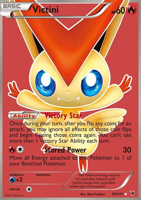 Victini 98 Noble Victories 2011 Pokemon Card