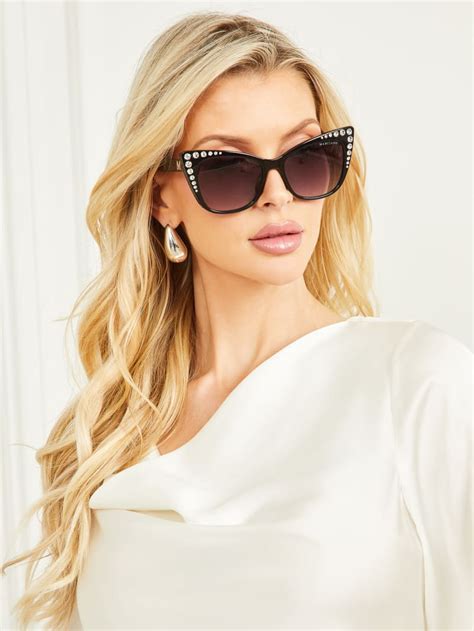 Claire Crystal Cat Eye Sunglasses Guess