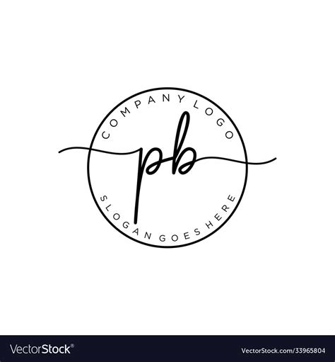 Initial Pb Handwriting Logo With Circle Template Vector Image