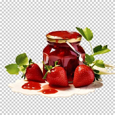 Premium Psd Strawberry Jam Jar Isolated On Transparent Background
