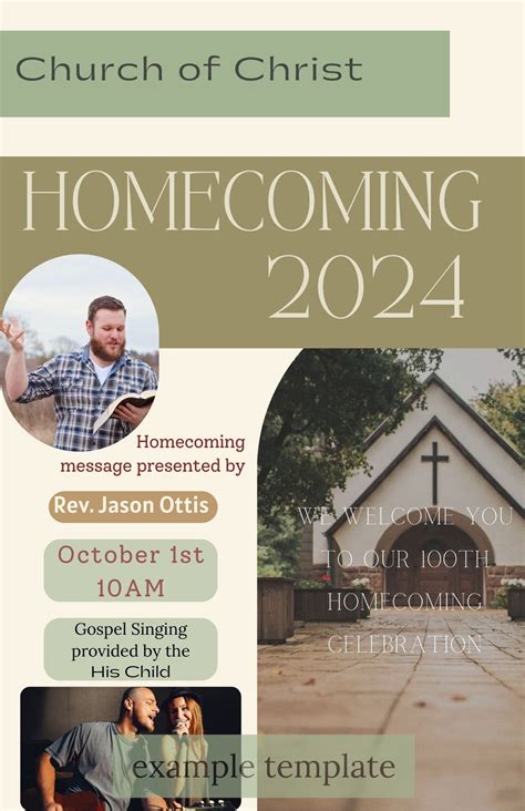 Elegant Church Homecoming Flyer Plr Sheets Mockup Template Editable