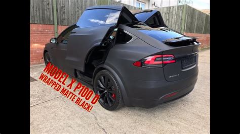 Tesla Model X Black Satin Gold Dust Vinyl Wrap With Carbon Fiber