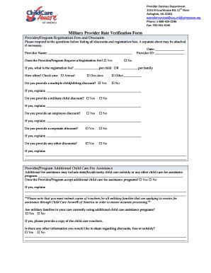 Fillable Online Naccrra Military Provider Rate Verification Form