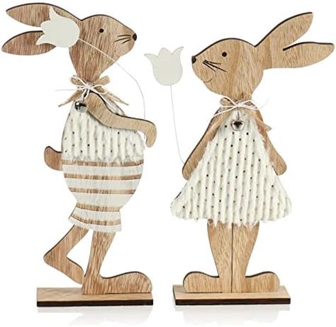 Amazon De HEITMANN DECO Osterei Aus Holz Deko Ei Mit Hase Und