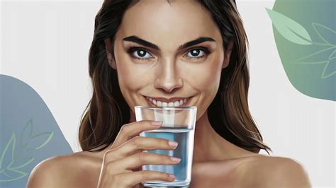 Premium Photo Portrait Of Beautiful Woman Holds Glass Of Water Drink