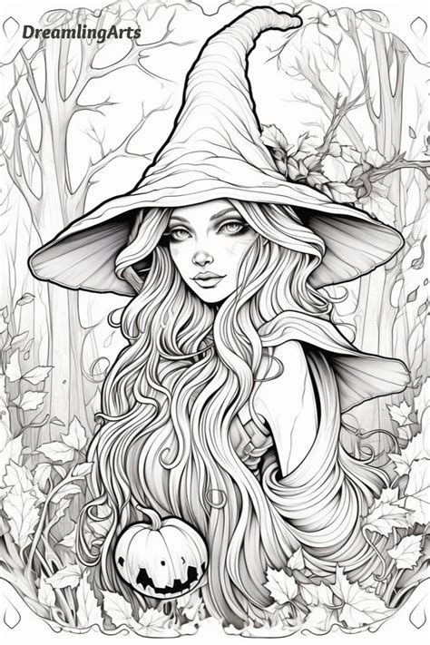 Witch Coloring Page Witch Coloring Pages Grayscale Coloring Books