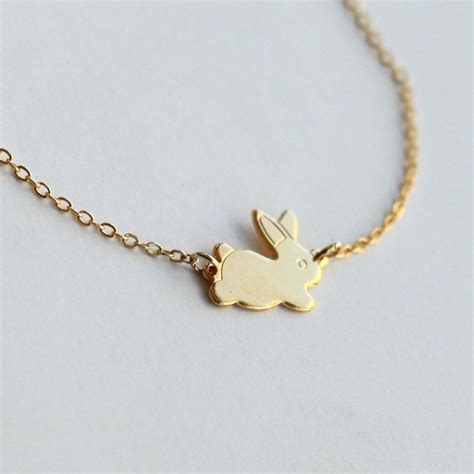 Gold Rabbit Necklace Bunny Necklace Gold Rabbit Rabbit Etsy