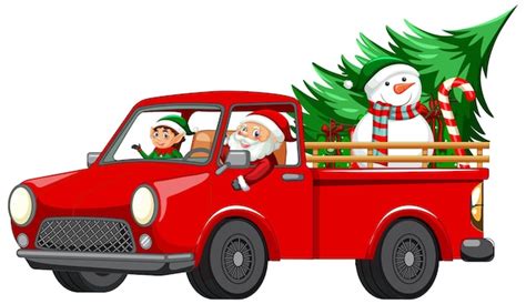 Free Vector Santa Driving Car To Delivery Christmas Ts