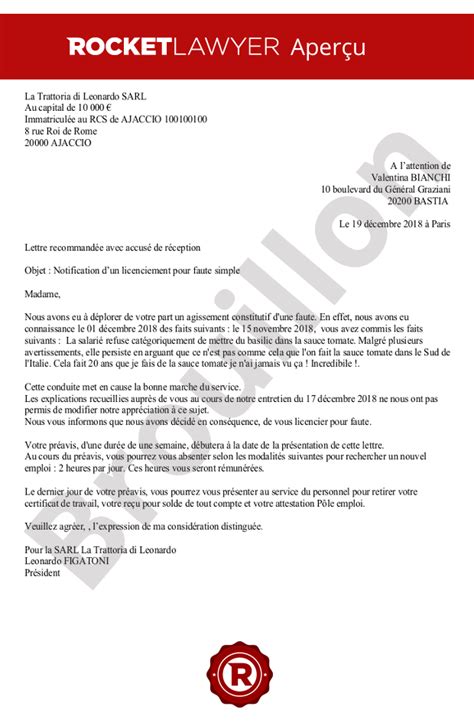 Modele De Lettre Pour Licenciement Pour Faute Grave