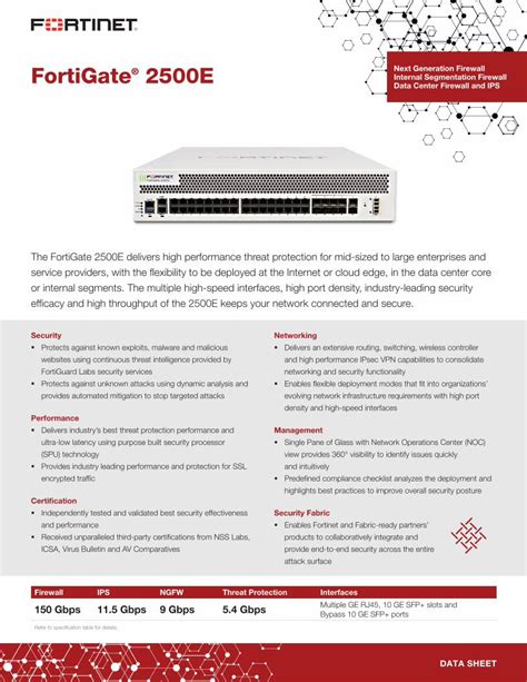 PDF FortiGate 2500E Data Sheet Fortinet Internet And Cloud