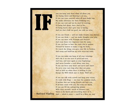 Poster Master Rudyard Kipling Poster If Poem Print Motivational