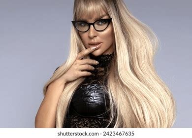 Sexy Blonde Model Glasses Sensually Posing Stock Photo Shutterstock