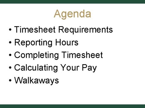 FLSA And Its Impact On Timesheet Processing Agenda