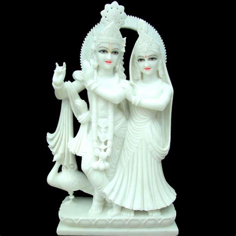 White Fancy Marble Radha Krishna Statue Packaging Type Box Size 12