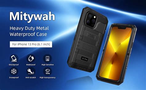 Mitywah Waterproof Case For Iphone 13 Pro Heavy Duty Military Grade Armor Metal