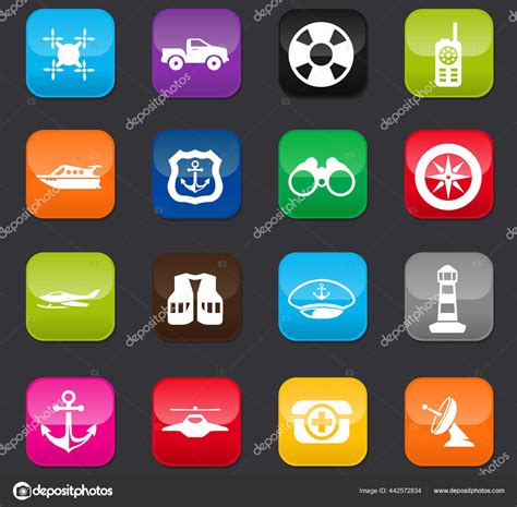 Coast Guard Vector Icons User Interface Design Stock Vector Image By