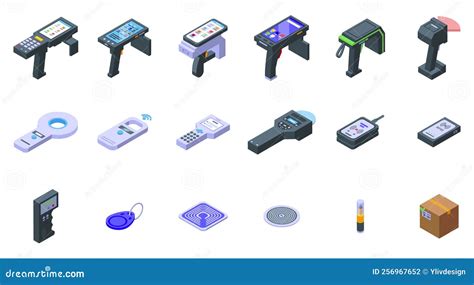 Rfid Icons Electronic Readers Technology Different Forms Near Field