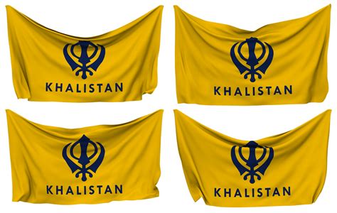 Khalistan Pinned Flag from Corners, Isolated with Different Waving ...