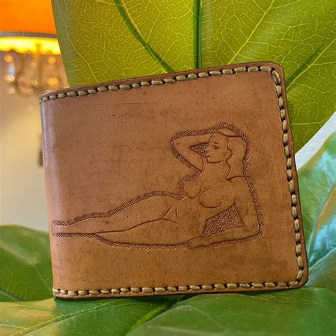 Bags Camel Leather Engraved Naked Lady Mens Bifold Wallet Poshmark